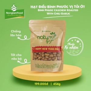 Hạt Điều Bình Phước Vị Tỏi Ớt Nonglamfood Túi 454G - Binh Phuoc Caschew Roasted With Chili Garlic